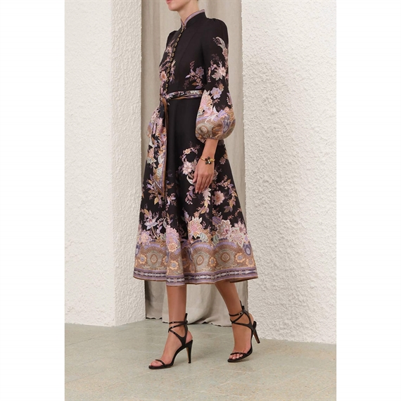 Zimmermann Luna Button Midi Kjole, Midnight Paisley
